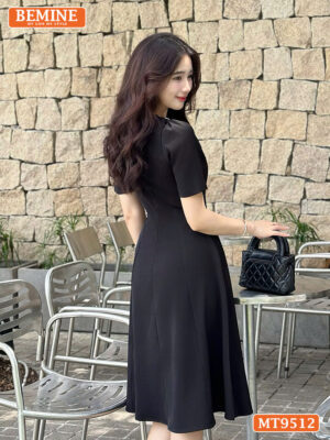 Đầm thiết kế cổ phối đính nút túi giả dáng chữ A MT9402 4