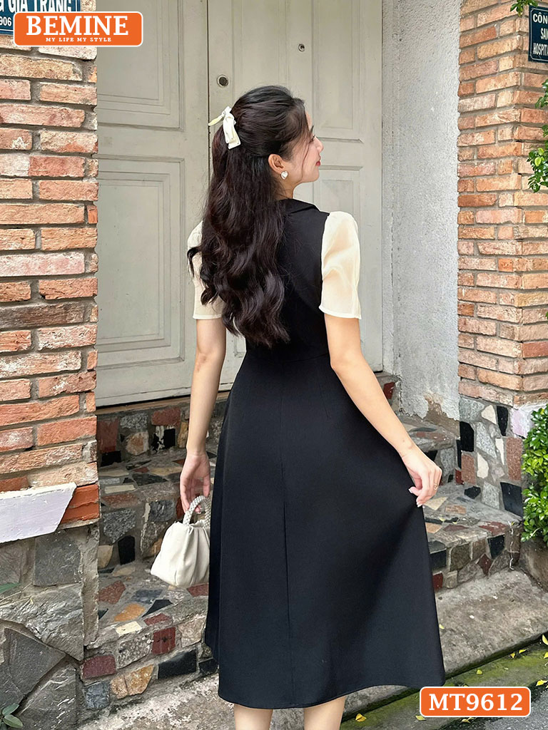 Đầm thiết kế BEMINE cổ sen dáng chữ A ngực phối bèo MT9612 4