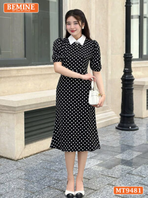 Đầm thiết kế cổ đức tay phồng dáng đuôi cá MT9481 2