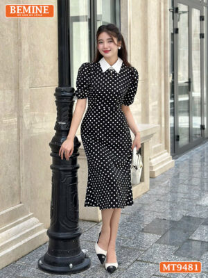 Đầm thiết kế cổ đức tay phồng dáng đuôi cá MT9481