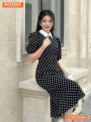 Đầm thiết kế cổ đức tay phồng dáng đuôi cá MT9481 3