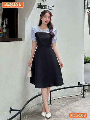Đầm thiết kế cổ kiểu tay phồng dáng xoè MT9103 1