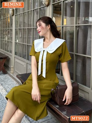 Đầm thiết kế cổ nơ tùng chữ A MT9022 3