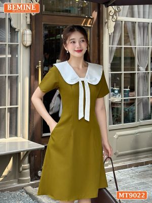 Đầm thiết kế cổ nơ tùng chữ A MT9022 1