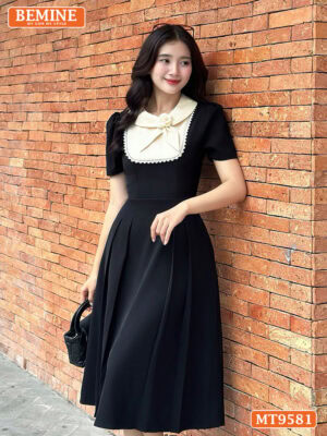 Đầm thiết kế cổ phối hoa viền ren dáng dài MT9581 2