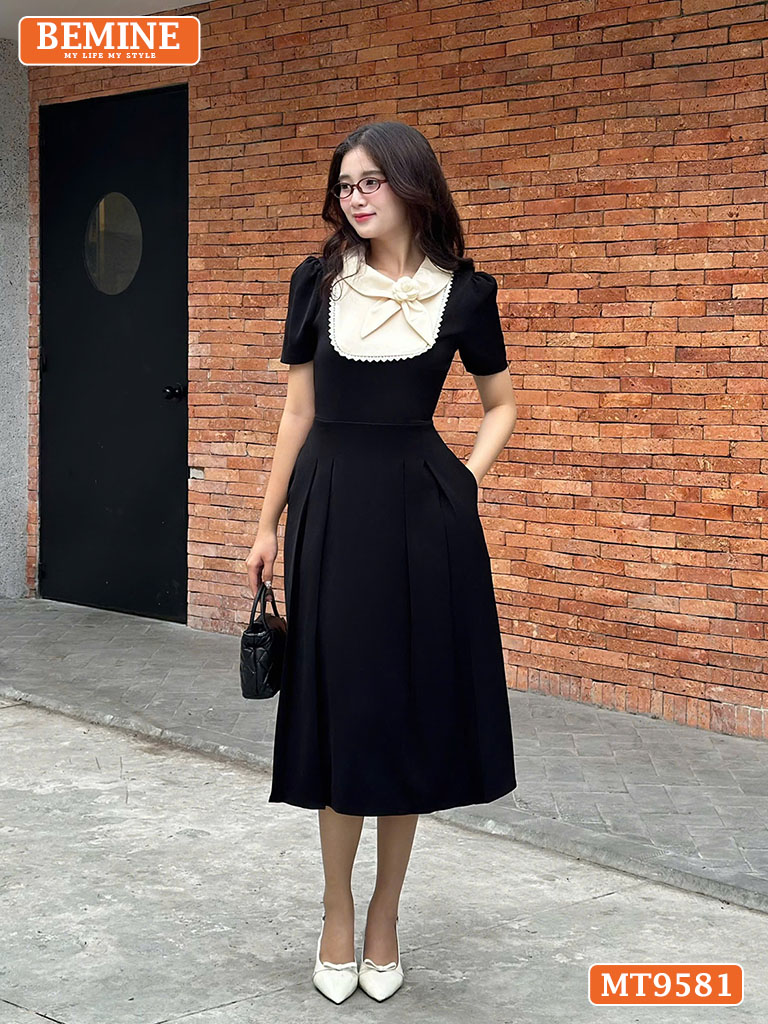 Đầm thiết kế cổ phối hoa viền ren dáng dài MT9581 3