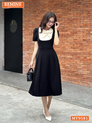 Đầm thiết kế cổ phối hoa viền ren dáng dài MT9581 1