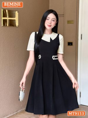 Đầm thiết kế cổ phối kiểu viền eo dáng xếp ly MT9153 1