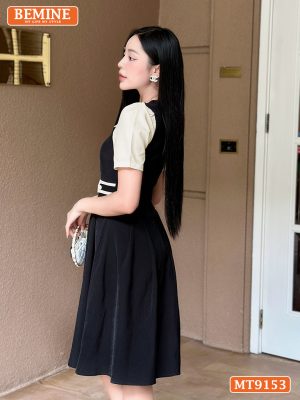 Đầm thiết kế cổ phối kiểu viền eo dáng xếp ly MT9153 4
