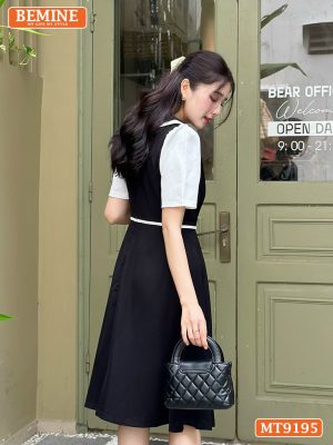 Đầm thiết kế cổ phối tay phồng thắt nơ eo MT9195 4