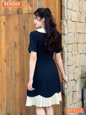 Đầm thiết kế cổ sen đính nơ tùng xếp ly MT9512 4