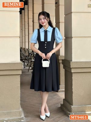 Đầm thiết kế cổ sen giả yếm 9461