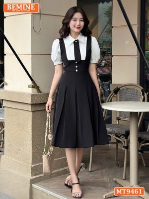Đầm thiết kế cổ sen giả yếm MT9461