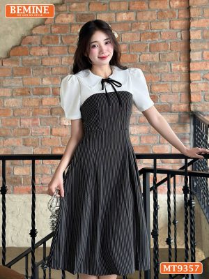 Đầm thiết kế cổ sen nơ cổ cúp ngực dáng dài MT9357 2