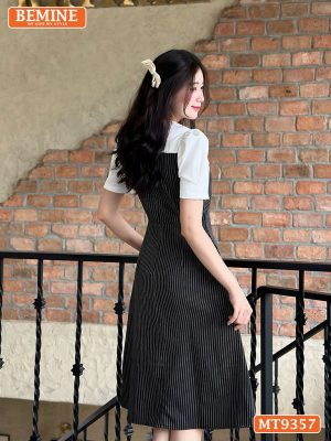 Đầm thiết kế cổ sen nơ cổ cúp ngực dáng dài MT9357 4