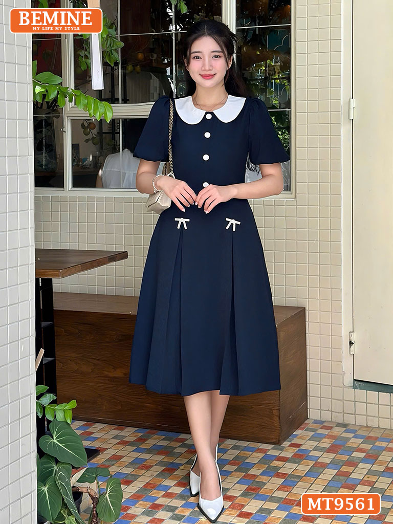 Đầm thiết kế cổ sen tay lồng đèn dáng dài MT9561 2