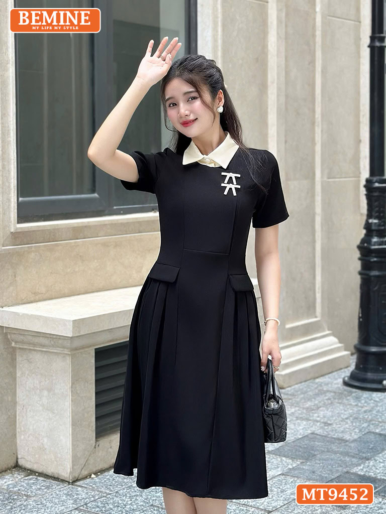 Đầm thiết kế cổ sen vạt đắp dáng dài MT9452 2