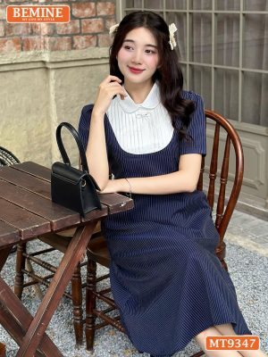 Đầm thiết kế cổ sen xếp ly dáng dài MT9347 3