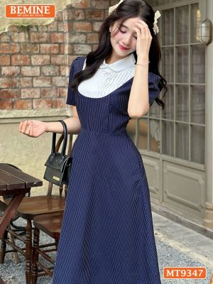 Đầm thiết kế cổ sen xếp ly dáng dài MT9347 1