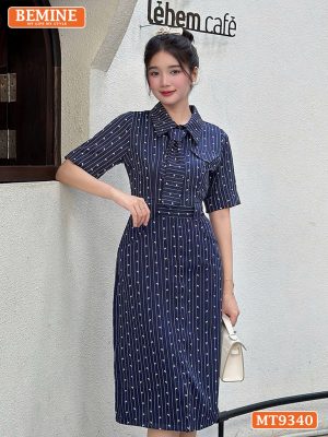 Đầm thiết kế cổ sơ mi phối cavat dáng bút chì MT9340 1
