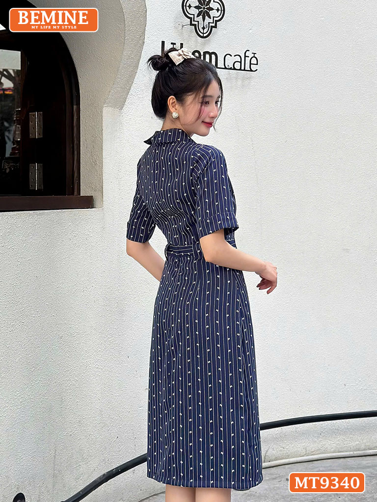 Đầm thiết kế cổ sơ mi phối cavat dáng bút chì MT9340 4