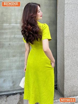 Đầm thiết kế cổ sơ mi phối nút bọc tay ngắn MT9033 24