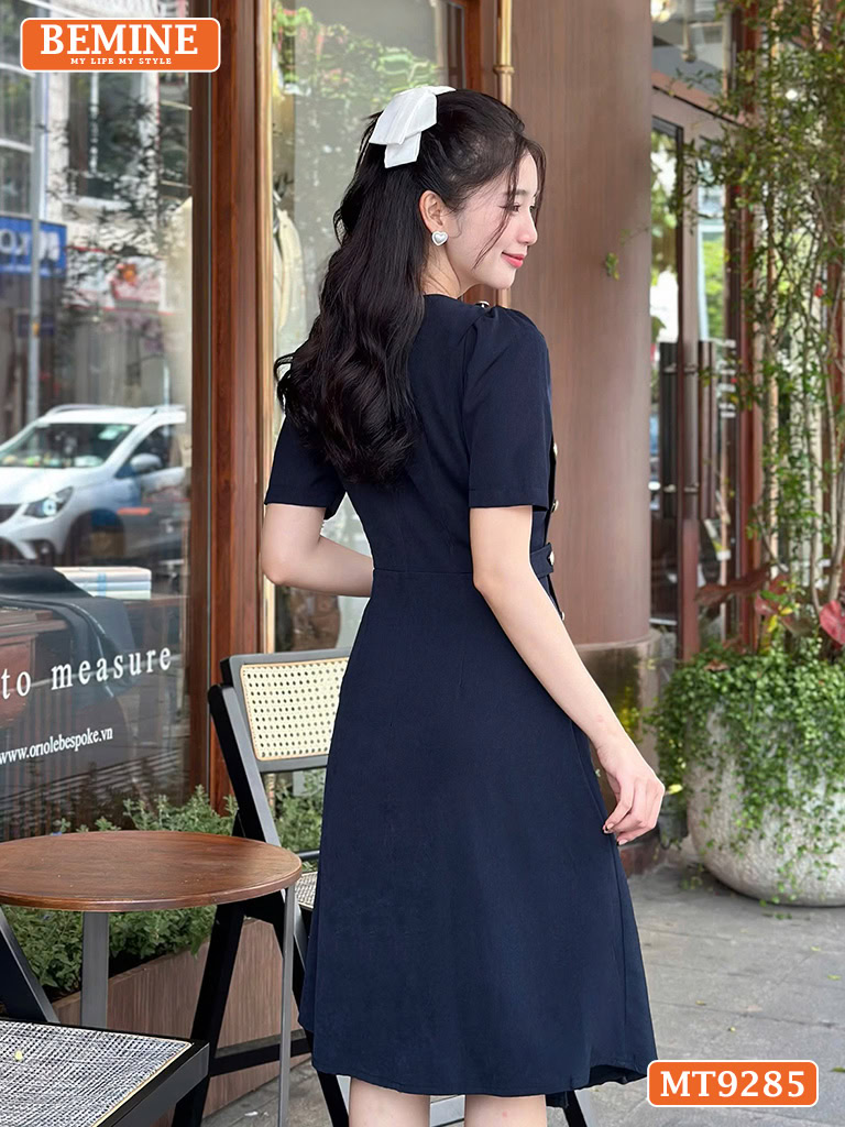 Đầm thiết kế cổ tròn đính nút dáng xếp ly MT9285 4