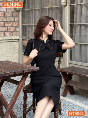 Đầm thiết kế cổ trụ chạy viền tai thỏ dáng chữ A MT9061 21