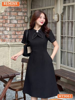 Đầm thiết kế cổ trụ chạy viền tai thỏ dáng chữ A MT9061 10