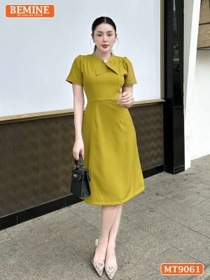 Đầm thiết kế cổ trụ chạy viền tai thỏ dáng chữ A MT9061 1