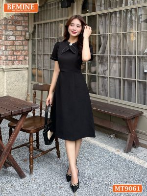 Đầm thiết kế cổ trụ chạy viền tai thỏ dáng chữ A MT9061 22