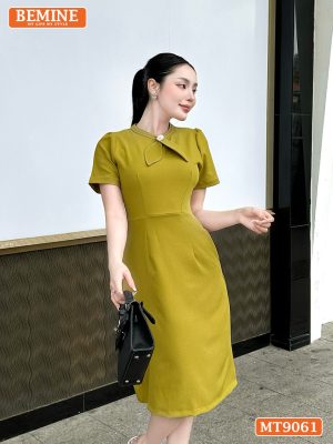 Đầm thiết kế cổ trụ chạy viền tai thỏ dáng chữ A MT9061 2