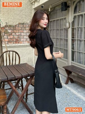 Đầm thiết kế cổ trụ chạy viền tai thỏ dáng chữ A MT9061 23