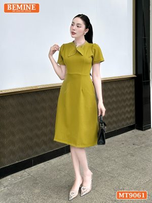 Đầm thiết kế cổ trụ chạy viền tai thỏ dáng chữ A MT9061 3