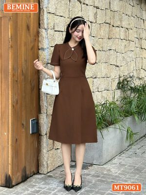 Đầm thiết kế cổ trụ chạy viền tai thỏ dáng chữ A MT9061 6