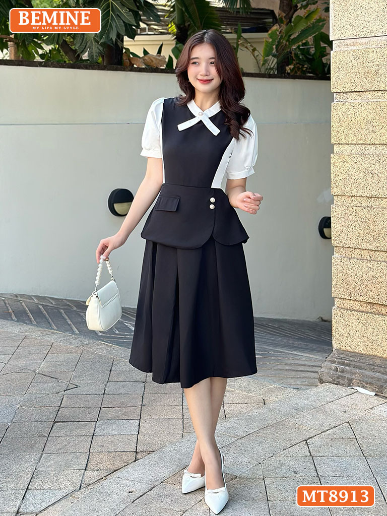 Đầm thiết kế cổ trụ tay phồng dáng xoè MT8913 3