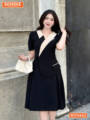 Đầm thiết kế cổ vest dáng chữ A vạt chéo MT9442 2