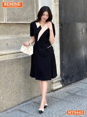 Đầm thiết kế cổ vest dáng chữ A vạt chéo MT9442 3