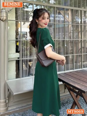 Đầm thiết kế cổ viền đính nơ dáng xếp ly MT9069 9
