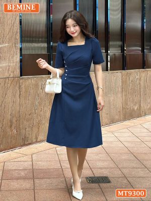 Đầm thiết kế cổ vuông nhún eo đính ngọc dáng chữ A MT9300 3