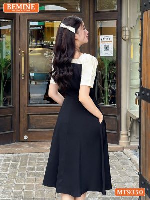 Đầm thiết kế cổ vuông phối nơ tay phồng MT9350 6
