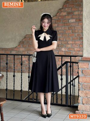 Đầm thiết kế cổ phối nơ cách điệu dáng dài MT9320