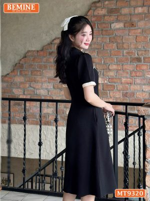 Đầm thiết kế cổ phối nơ cách điệu dáng dài MT9320 4