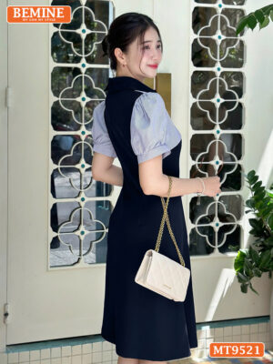 Đầm thiết kế cổ V có viền tay phồng dáng chữ A MT9521 9