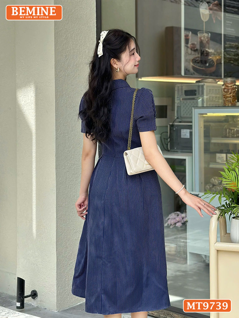 Đầm thiết kế BEMINE cổ sơ mi dáng dài có nút MT9739 4