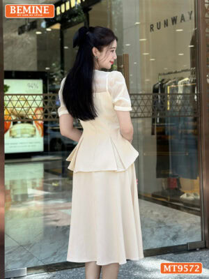 Đầm thiết kế BEMINE cổ tròn có dây nơ dáng peplum MT9572 4