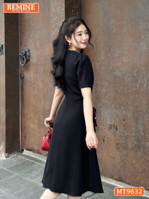 Đầm thiết kế BEMINE cổ phối viền dáng chữ A túi giả MT9632 4
